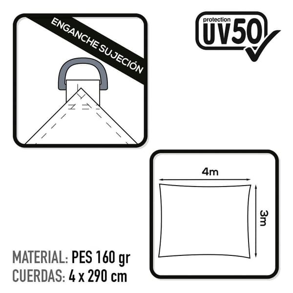 Aktive Skuggmarkis Rectangular 300x400 Centimeter Uv50 Skydd Vit