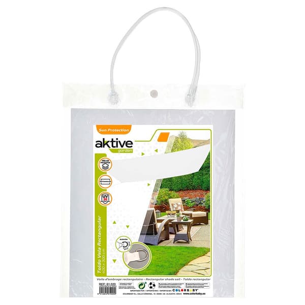 Aktive Skuggmarkis Rectangular 300x400 Centimeter Uv50 Skydd Vit