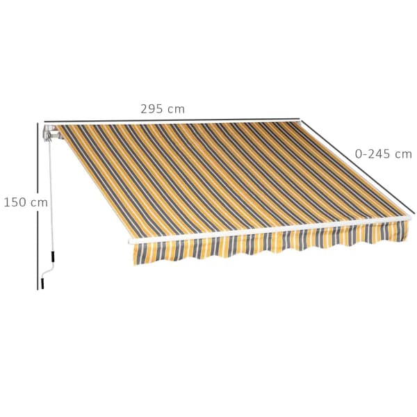 Rootz Markise - Solafskærmende Markise - Balkon Skygge Markise - Udendørs Markise - Foldearm Markise - UV-bestandig Markise - Gul/Grå - 2,95 x 2,45 m