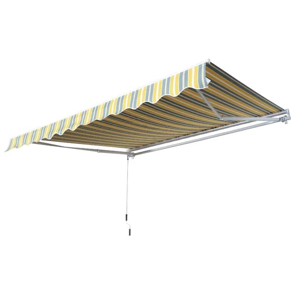 Rootz Markise - Solafskærmende Markise - Balkon Skygge Markise - Udendørs Markise - Foldearm Markise - UV-bestandig Markise - Gul/Grå - 2,95 x 2,45 m