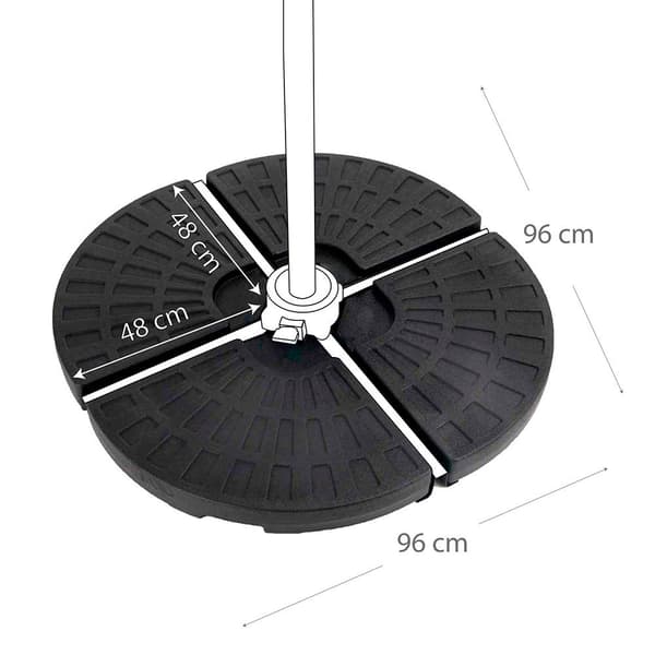 Aktive 4-delad Parasol Påfyllningsbar Parasol Fot Svart 48 x 48 x 7.5 cm
