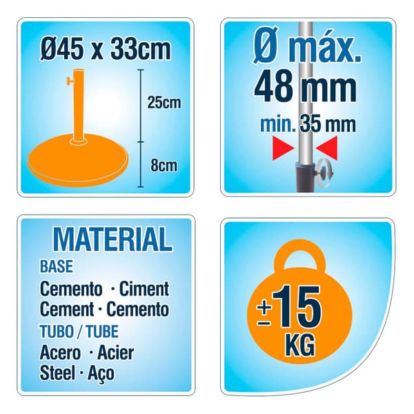 Aktive Basparaplycement Circular 35-48 Mm Svart 48 x 8 cm