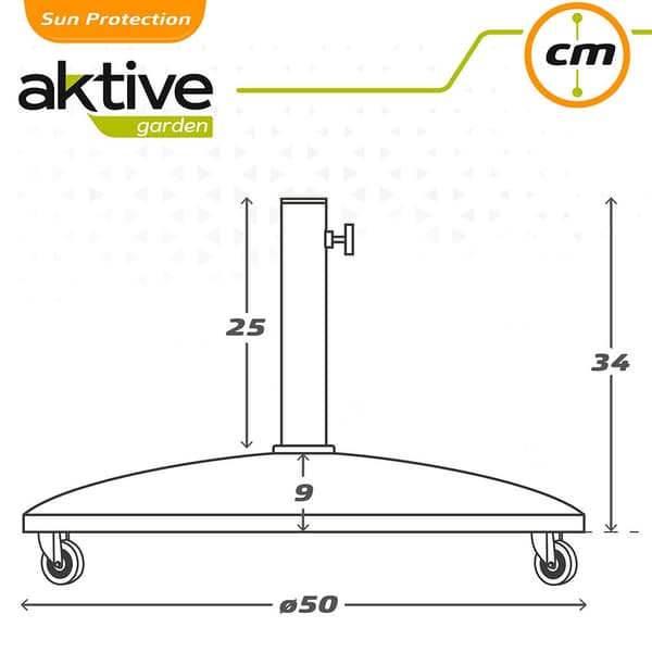 Aktive Cirkulær Beton Støtte Med Hjul Parasol Sort 50 x 8 cm