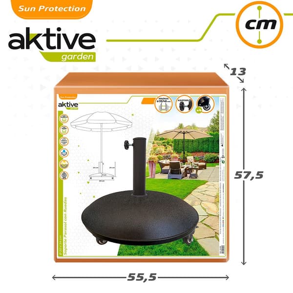 Aktive Cirkulær Beton Støtte Med Hjul Parasol Sort 50 x 8 cm