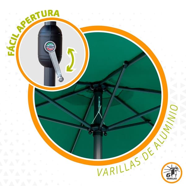 Aktive Päivänvarjo Hexagonal 300 Cm Alumiini Napa 48 Mm Korkeus 245 Cm Vihreä