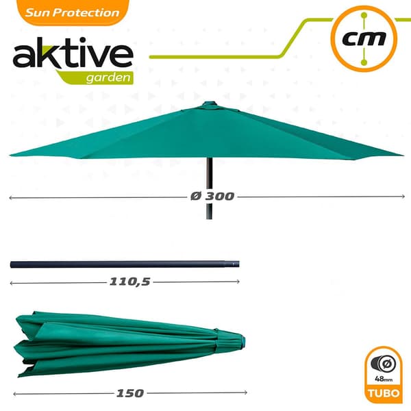 Aktive Päivänvarjo Hexagonal 300 Cm Alumiini Napa 48 Mm Korkeus 245 Cm Vihreä