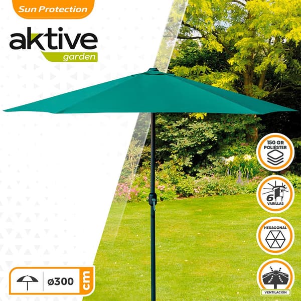 Aktive Päivänvarjo Hexagonal 300 Cm Alumiini Napa 48 Mm Korkeus 245 Cm Vihreä