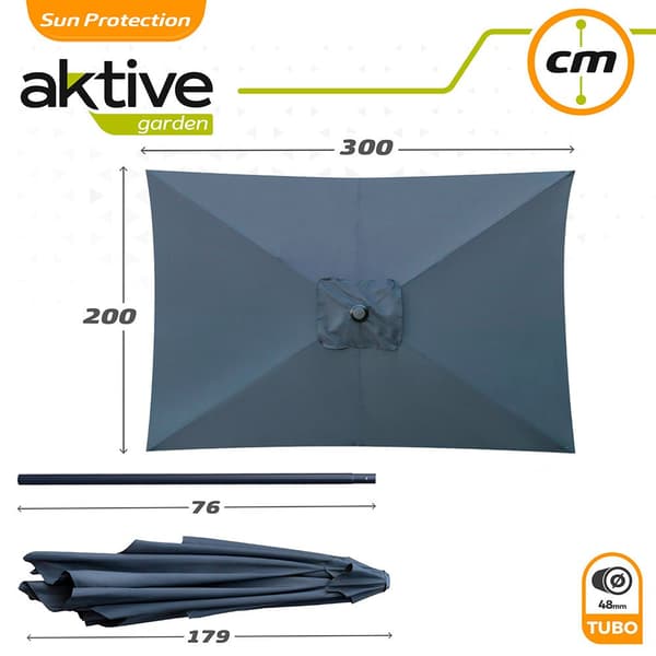 Aktive Alumiinitanko Rectangular 200x300 Cm 48 Mm Korkeus 245 Cm Harmaa
