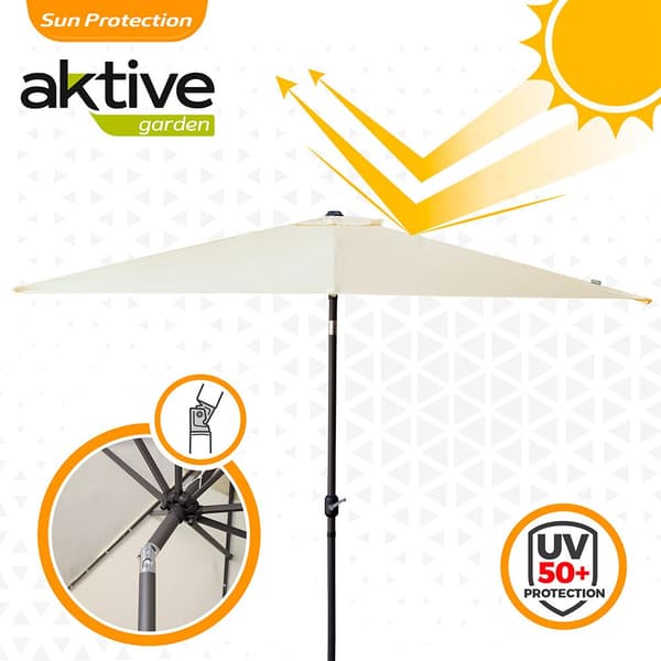 Aktive Fyrkant Aluminiumstång 270x270 Cm 38 Mm Höjd 260 Centimeter Uv Skydda Parasoll Beige