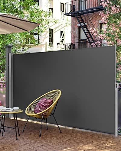 SONGMICS 160 x 350 cm (H x L), Sidomarkis för balkong och terrass, Sidogardin, Smoky Grey