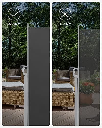 SONGMICS 160 x 350 cm (H x L), Sidomarkis för balkong och terrass, Sidogardin, Smoky Grey