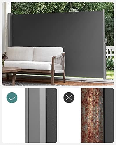 SONGMICS 160 x 350 cm (H x L), Sidomarkis för balkong och terrass, Sidogardin, Smoky Grey