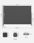 Miniatyrbild 2 av 6: SONGMICS 160 x 350 cm (H x L), Sidomarkis för balkong och terrass, Sidogardin, Smoky Grey