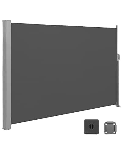 SONGMICS 160 x 350 cm (H x L), Sidomarkis för balkong och terrass, Sidogardin, Smoky Grey