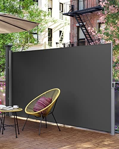 SONGMICS 160 x 400 cm (H x L), Sidomarkis för balkong och terrass, Sekretess, Solskydd, Smoky Grey