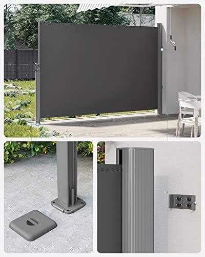 SONGMICS 160 x 400 cm (H x L), Sidomarkis för balkong och terrass, Sekretess, Solskydd, Smoky Grey