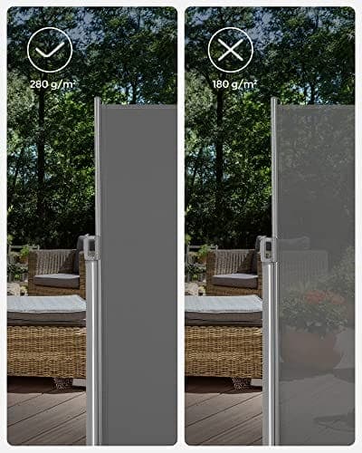 SONGMICS 180 x 400 cm (H x L), Sidemarkise til altan og terrasse, Privatliv, Solafskærmning, Smoky Grey