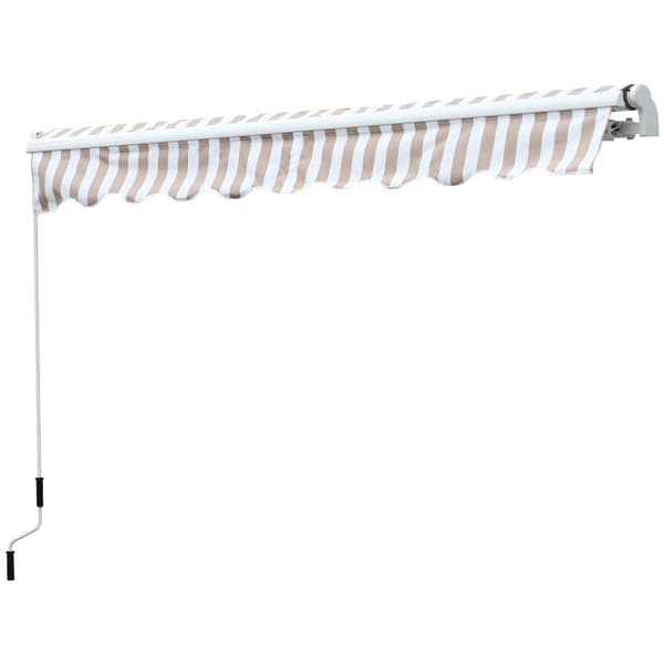 Nancy's Elkhorn Luifel - Zonwering - Handslinger - Knikarm - Elektrisk - Aluminium - Zonwering - Beige - Wit - 300 x 250 cm