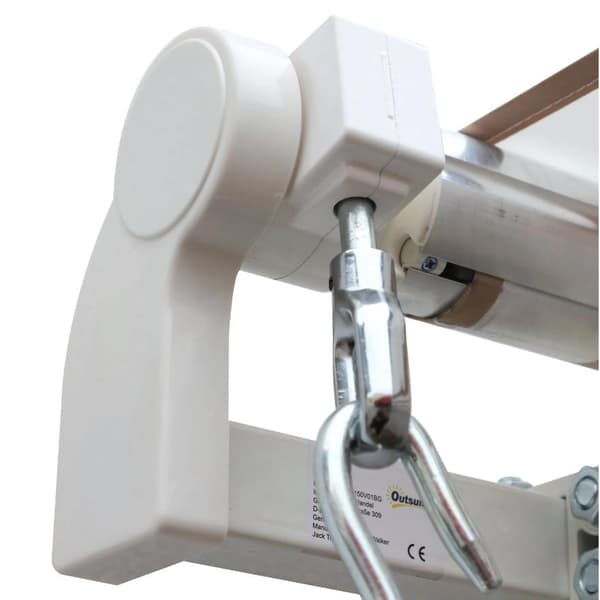 Nancy's Elkhorn Luifel - Zonwering - Handslinger - Knikarm - Elektrisk - Aluminium - Zonwering - Beige - Wit - 300 x 250 cm