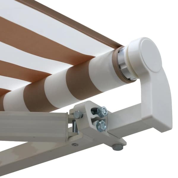 Nancy's Elkhorn Luifel - Zonwering - Handslinger - Knikarm - Elektrisk - Aluminium - Zonwering - Beige - Wit - 300 x 250 cm