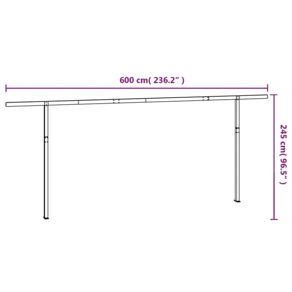 vidaXL Markisestolpesett antrasitt 600x245 cm jern