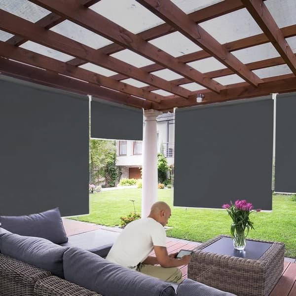 Vertikal rullgardin - XMTECH - 100 x 240 cm - Vattentät duk - Antracit - UV-skydd