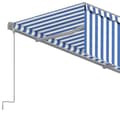 Miniatyrbild 5 av 7: Manuell markis med rullgardin 4x3 m blå och vit