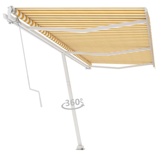 Fristående automatisk markis 600x300 cm gul/vit