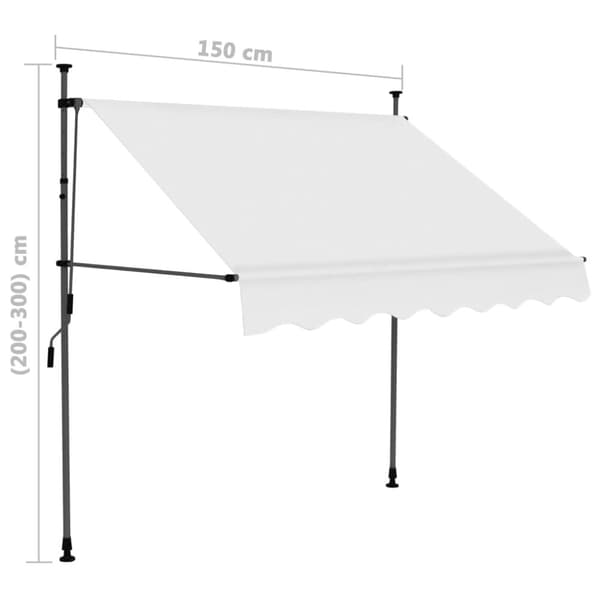 Markis manuellt infällbar med LED 150 cm gräddvit