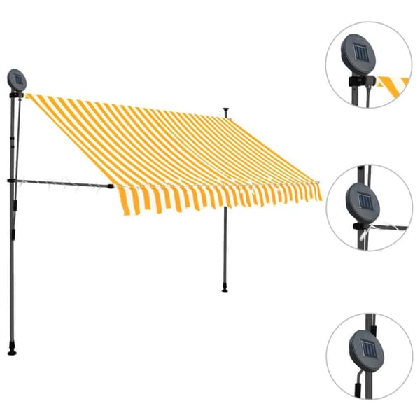 markise m. LED-lys manuel betjening 250 cm hvid og orange