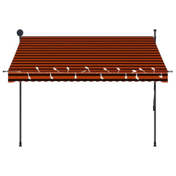 Markis manuellt infällbar med LED 250 cm orange och brun