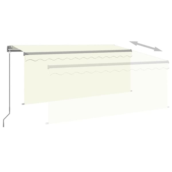 Manuell infällbar markis med rullgardin&LED 3,5x2,5 m gräddvit