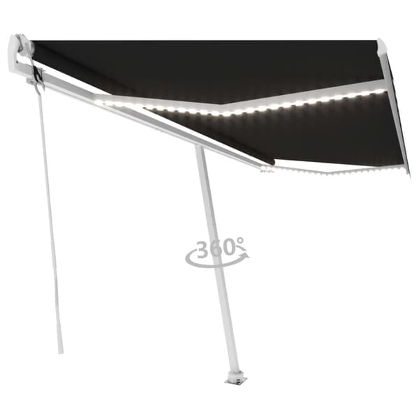 Automatisk markis med vindsensor & LED 500x350 cm antracit