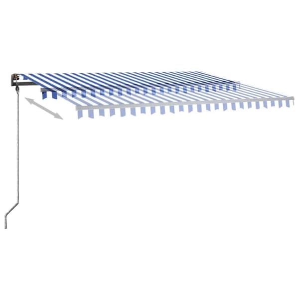 Markis manuellt infällbar med LED 450x300 cm blå och vit
