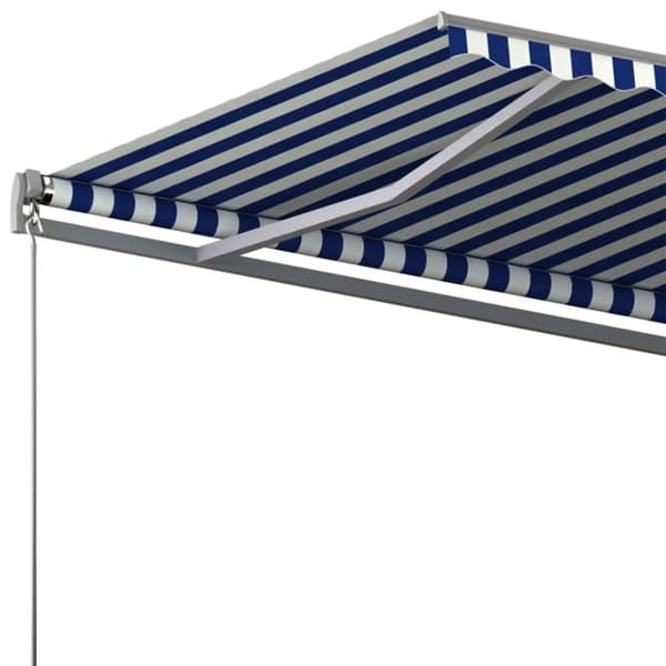 Vapaasti seisova sisäänkelattava markiisi 600x300 cm sinivalk.
