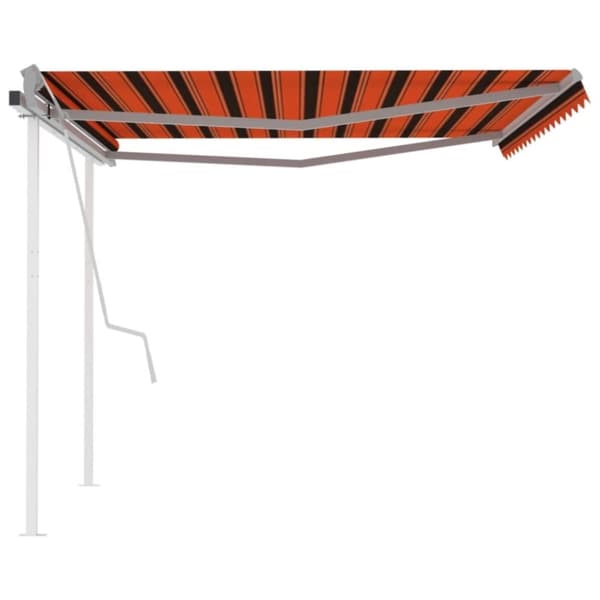 Manuaalisesti kelattava markiisi tolpilla 4,5x3m oranssi/ruskea
