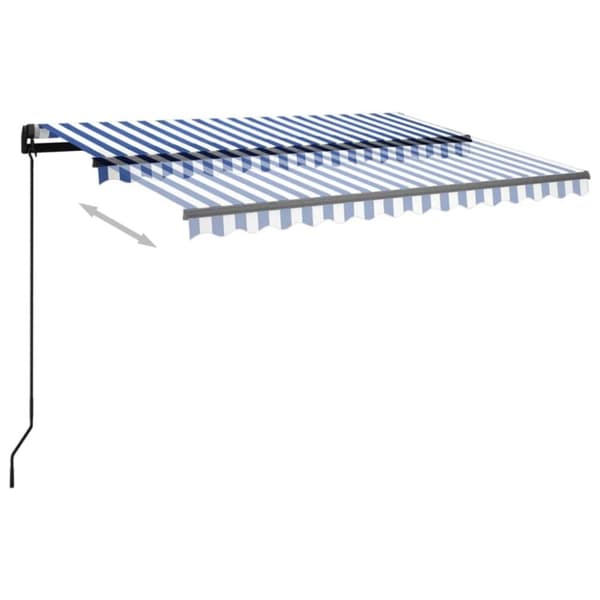 Markis manuellt infällbar med LED 3,5x2,5 m blå och vit