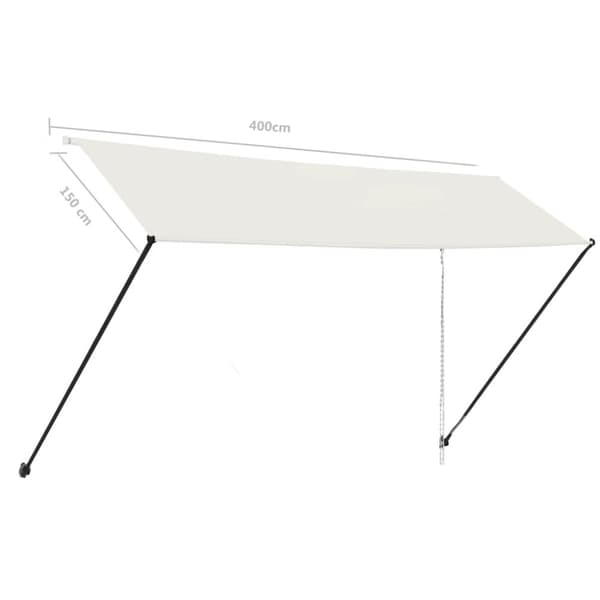 foldemarkise med LED 400x150 cm cremefarvet