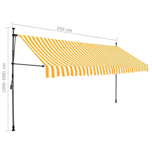Sisäänkelattava markiisi LED-valoilla 350 cm valkoinen/oranssi
