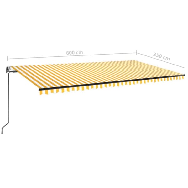 Sisäänkelattava markiisi LED/tuulisensori 600x350 cm keltavalk.