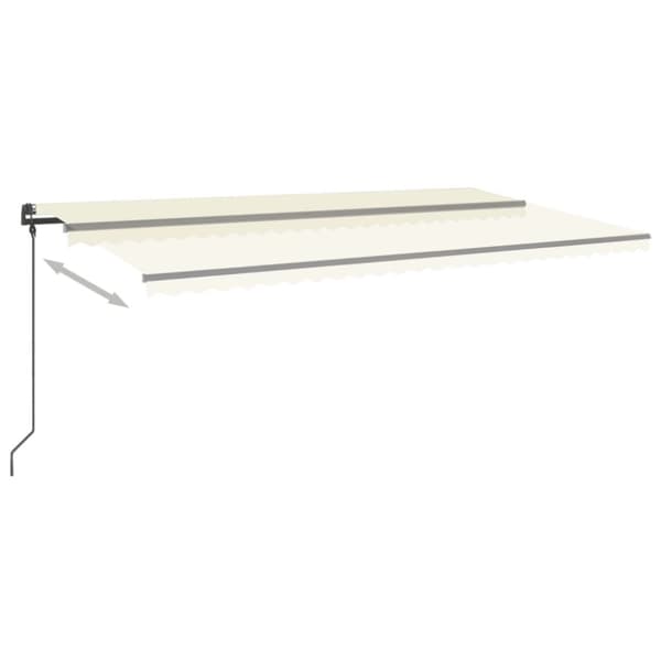 markise m. LED + vindsensor 6x3,5 m automatisk cremefarvet