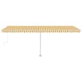 Miniatyrbild 4 av 10: Automatisk markis med vindsensor & LED 600x350 cm gul/vit