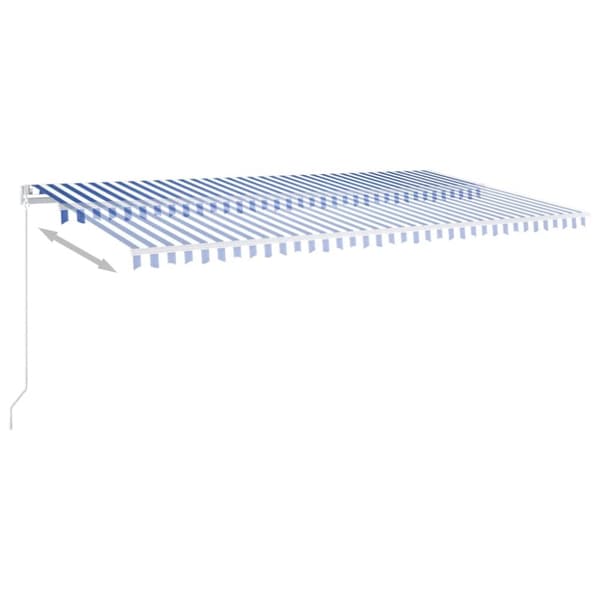 Sisäänkelattava markiisi LED/tuulisensori 6x3,5 m sinivalkoinen