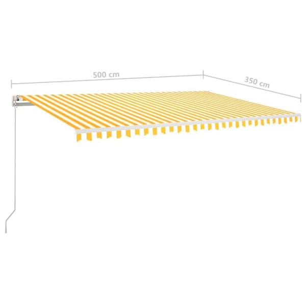 markise m. LED + vindsensor 500x350 cm automatisk gul og hvid