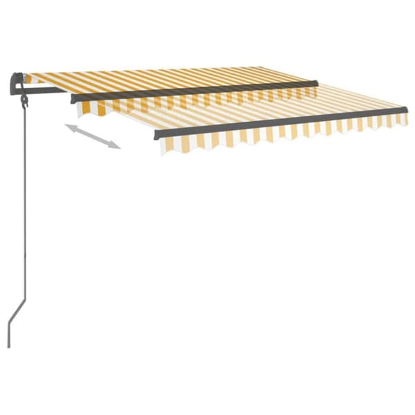 Markis med stolpar automatisk infällbar 3,5x2,5 m gul och vit