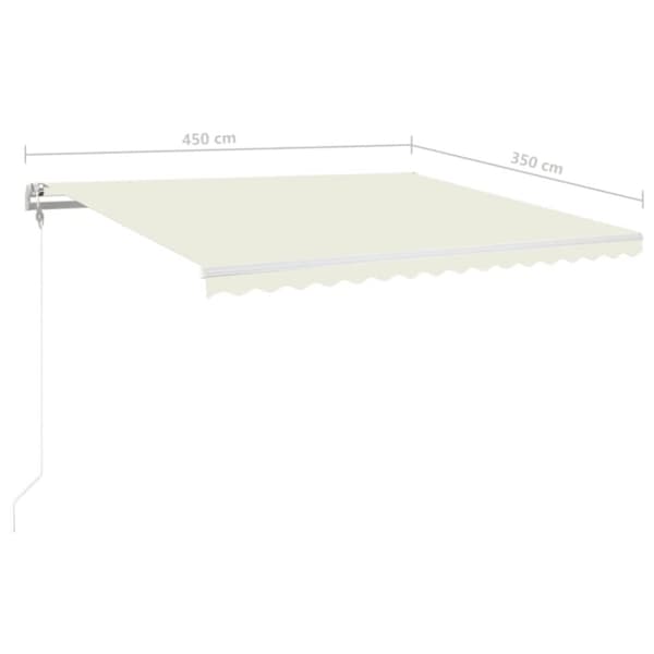 Sisäänkelattava markiisi LED/tuulisensori 450x350 cm kerma