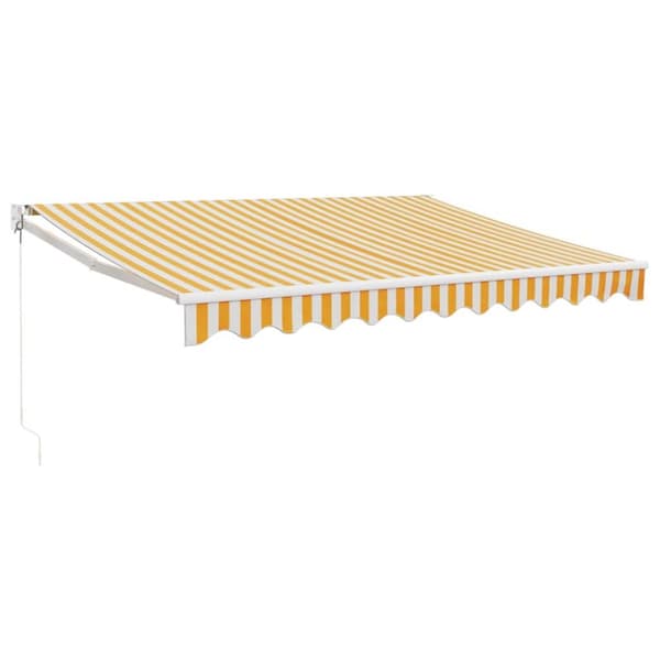 Sisäänkelattava markiisi keltavalkoinen 3x2,5 m kangas/alumiini
