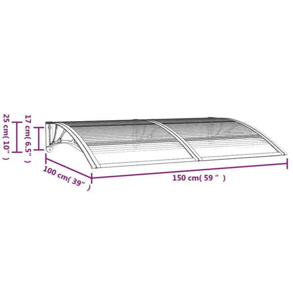 dørbaldakin 150x100 cm polycarbonat sort