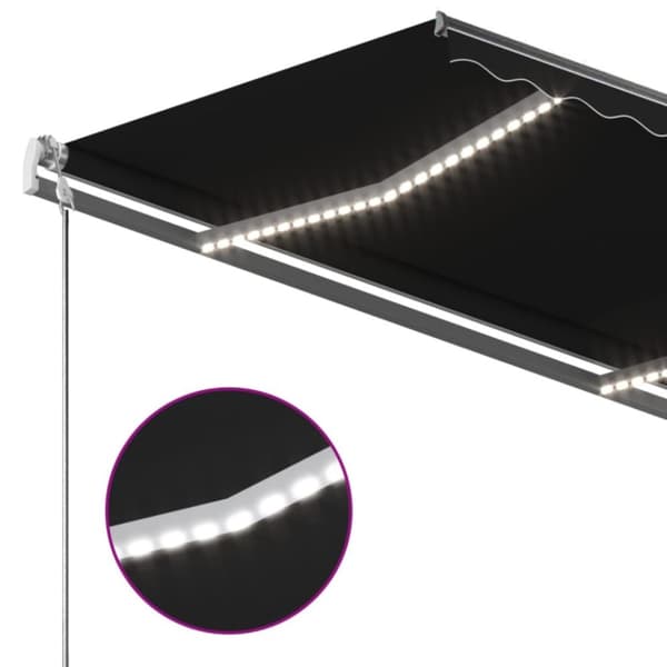 markise m. LED-lys 350x250 cm manuel betjening antracitgrå