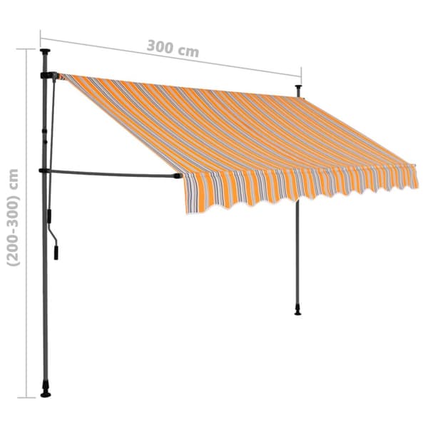 Markis manuellt infällbar med LED 300 cm gul och blå